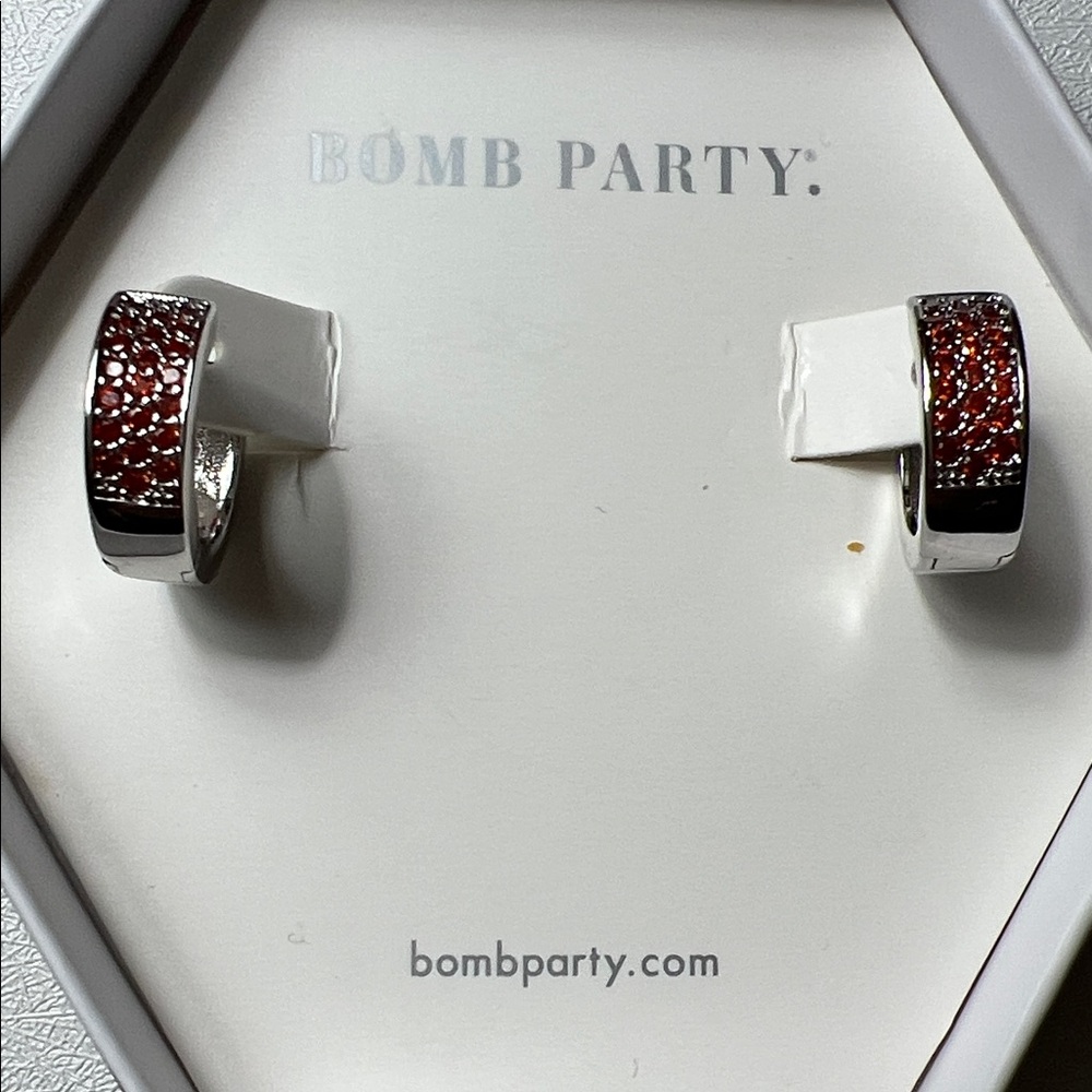 Bomb Party Red and Silver Sparkle Earrings